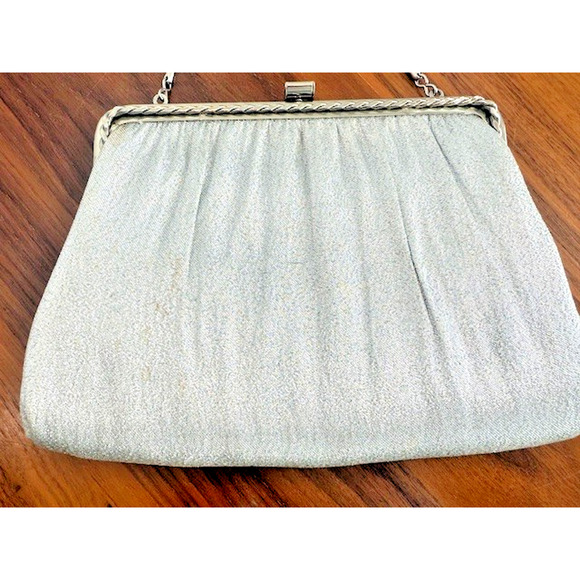 Vintage Harry Levine HL USA Silver Evening Clutch Bag Clasp with Chain 60's - Picture 3 of 14